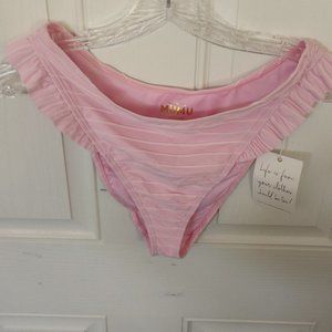Mumu Bathing Swim Bottom Ruffled Ribbed Pink Medium NWT